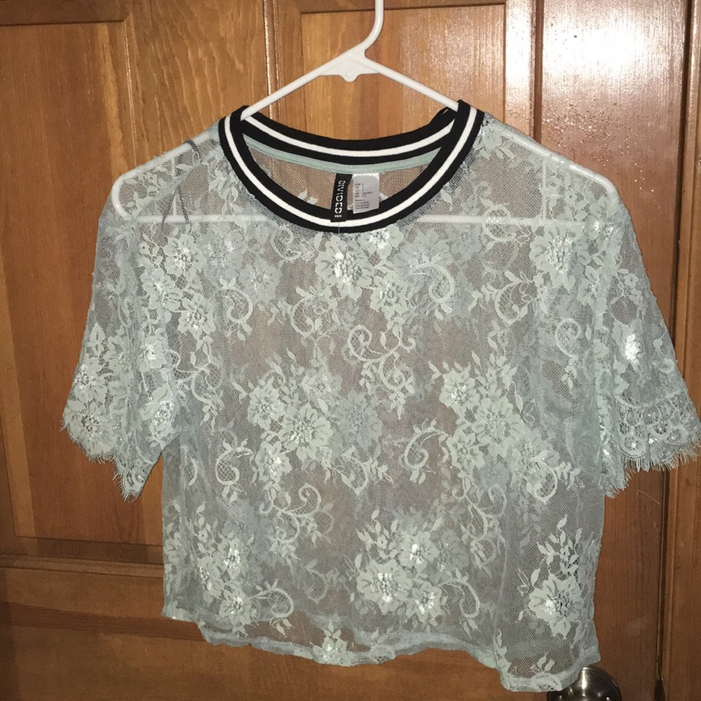Teal, lace top
